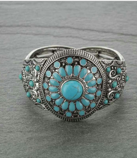 Navajo Style Double Stretch Turquoise Bracelet